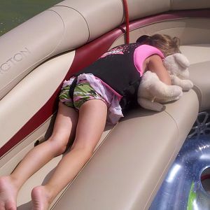 daughter fell sleep in way home after being in the water all day