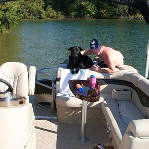 Sambuca and Daddy enjoying a day on the water