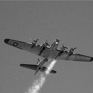 B17 wounded by Me 109