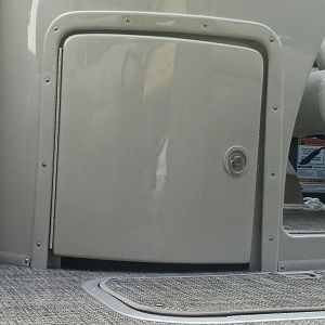 Helm compartment door misaligned