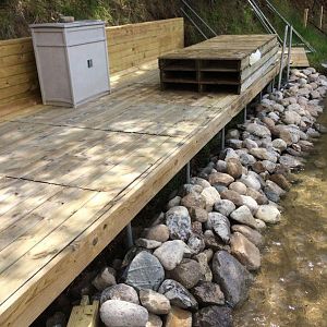 Finished rock in front of deck