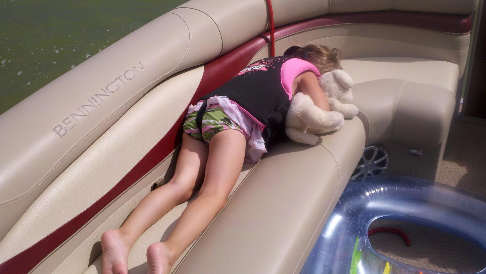 daughter fell sleep in way home after being in the water all day