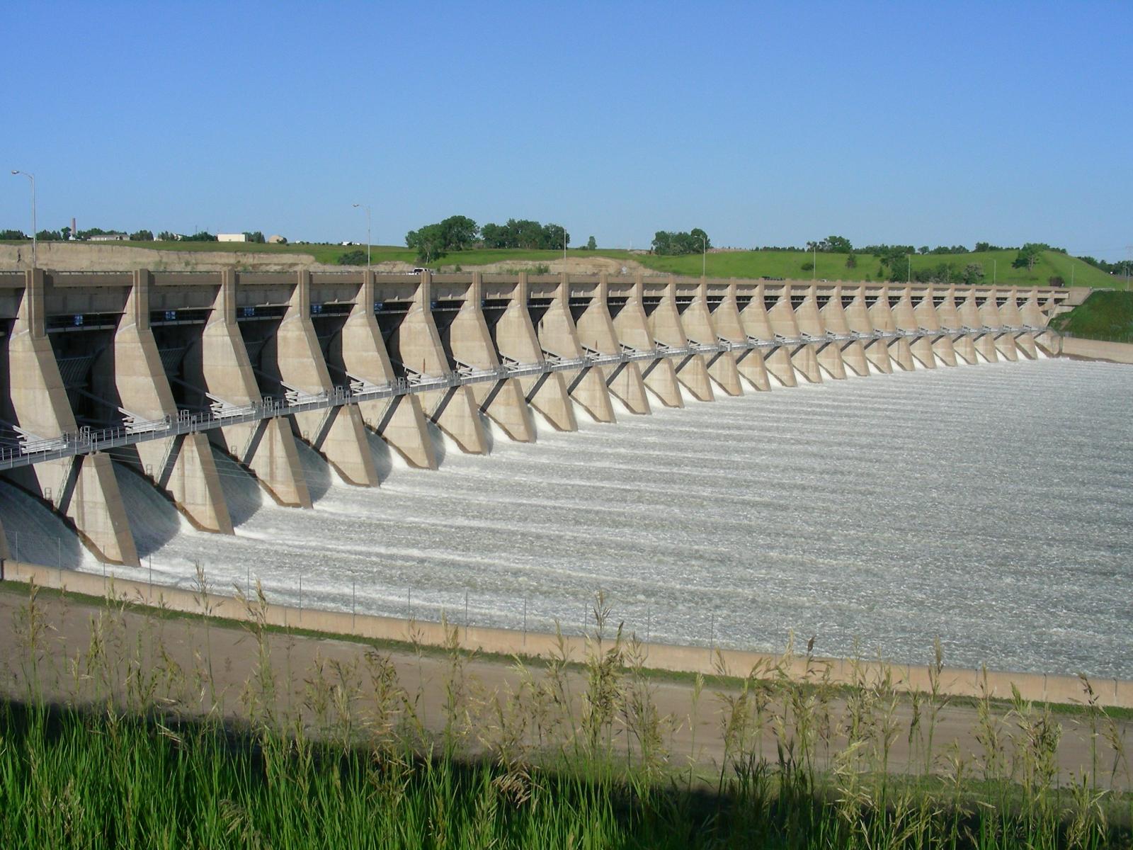 Garrison Dam spillway gates open for the first time in histroy since the dam was built in mid 50's