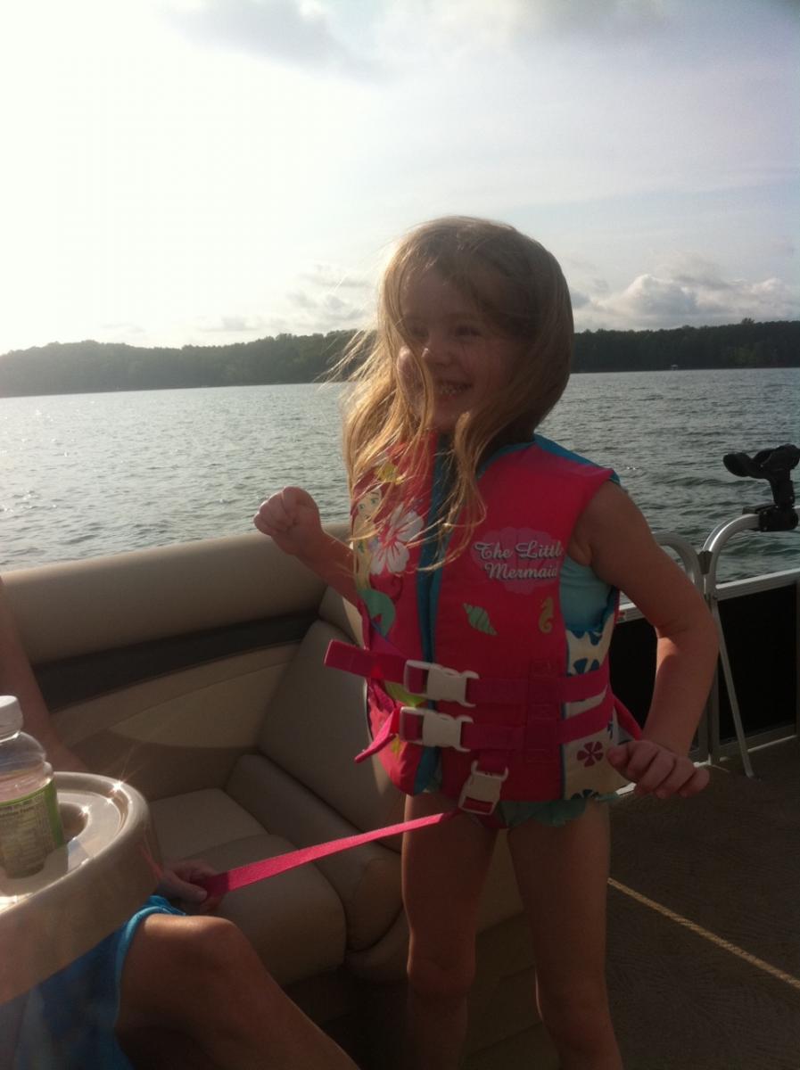 Hannah loves the new boat!