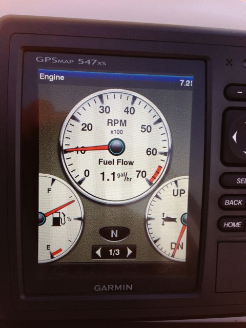 MercMonitor And Garmin 547XS engine gauge display page 1