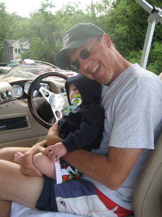 My grandson's first boat ride