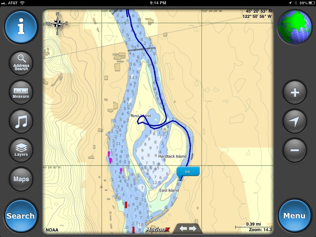 Screenshot on my iPad Mini of the app "MotionX GPS HD" built in NOAA maps.