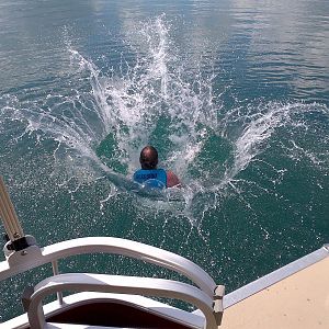 First "CANNON BALL" off the back of our new boat.  Big Twin Lake, MI