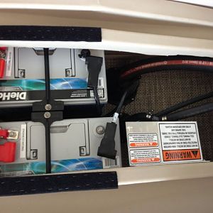 Dual group 31 batteries squeezed under lounge seat