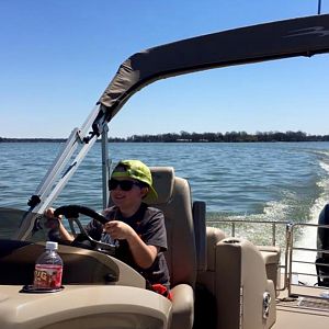 Blake driving on Indian Lake