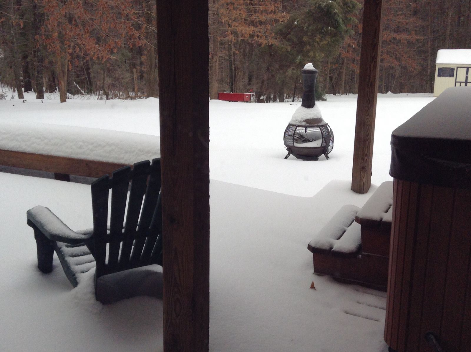 Back deck and hot tub....