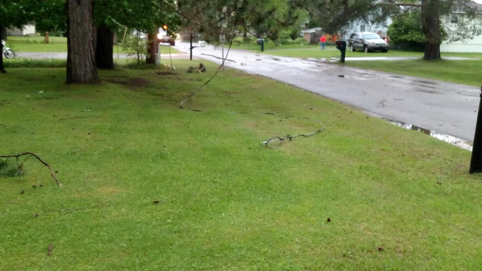 Downed lines in our front lawn