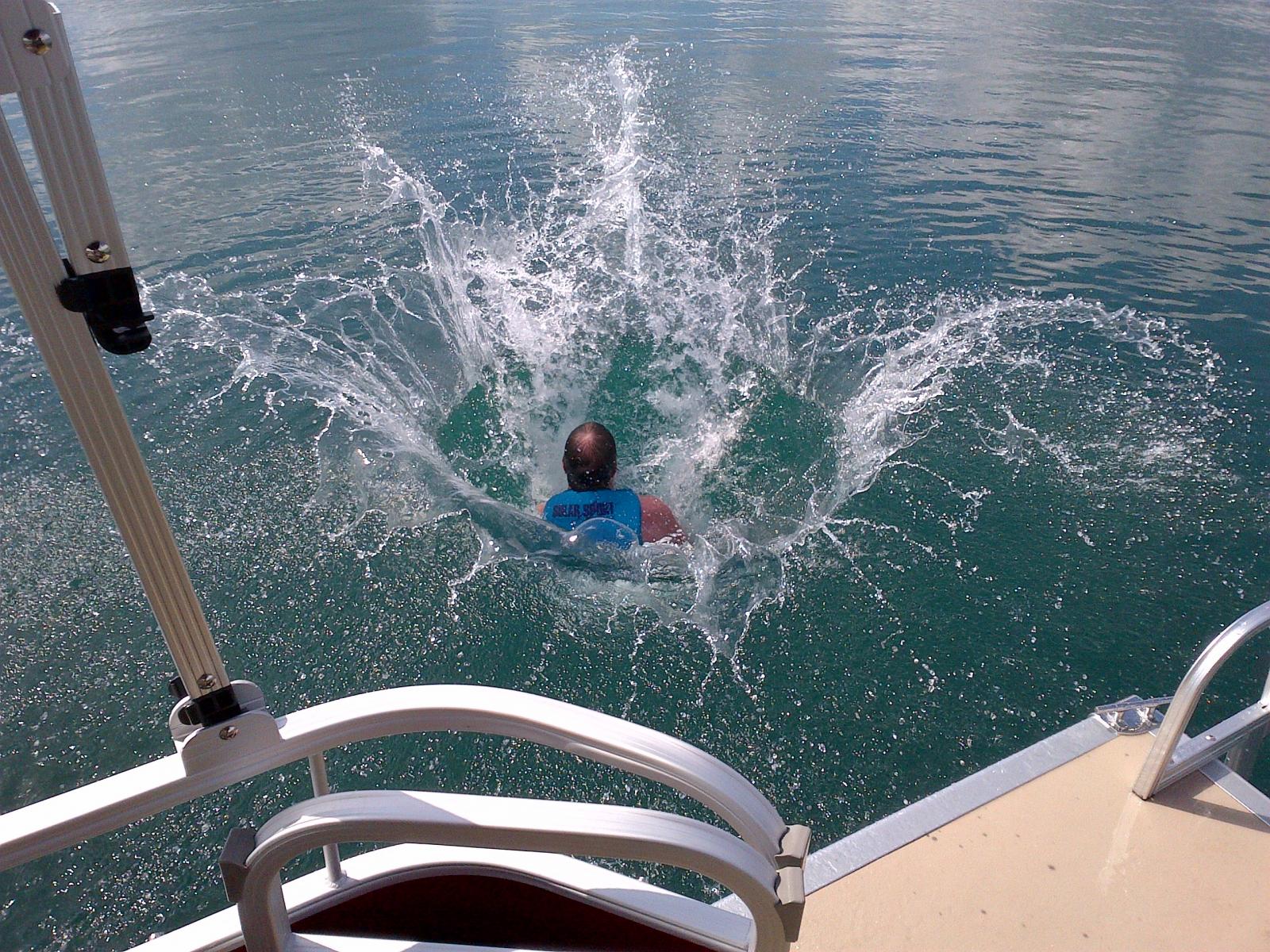 First "CANNON BALL" off the back of our new boat.  Big Twin Lake, MI