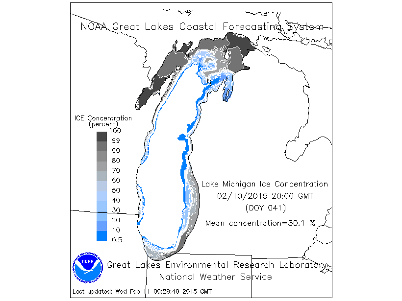 L.Michigan Ice Coverage Feb 10, 2015