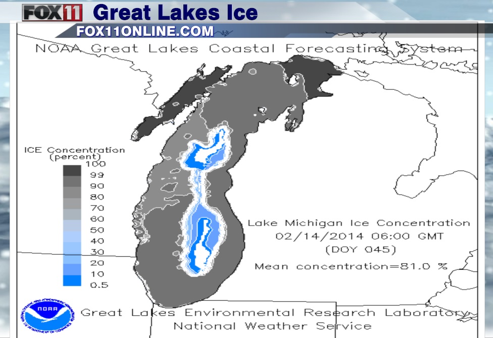 L.Michigan Ice Coverage Feb 14, 2014