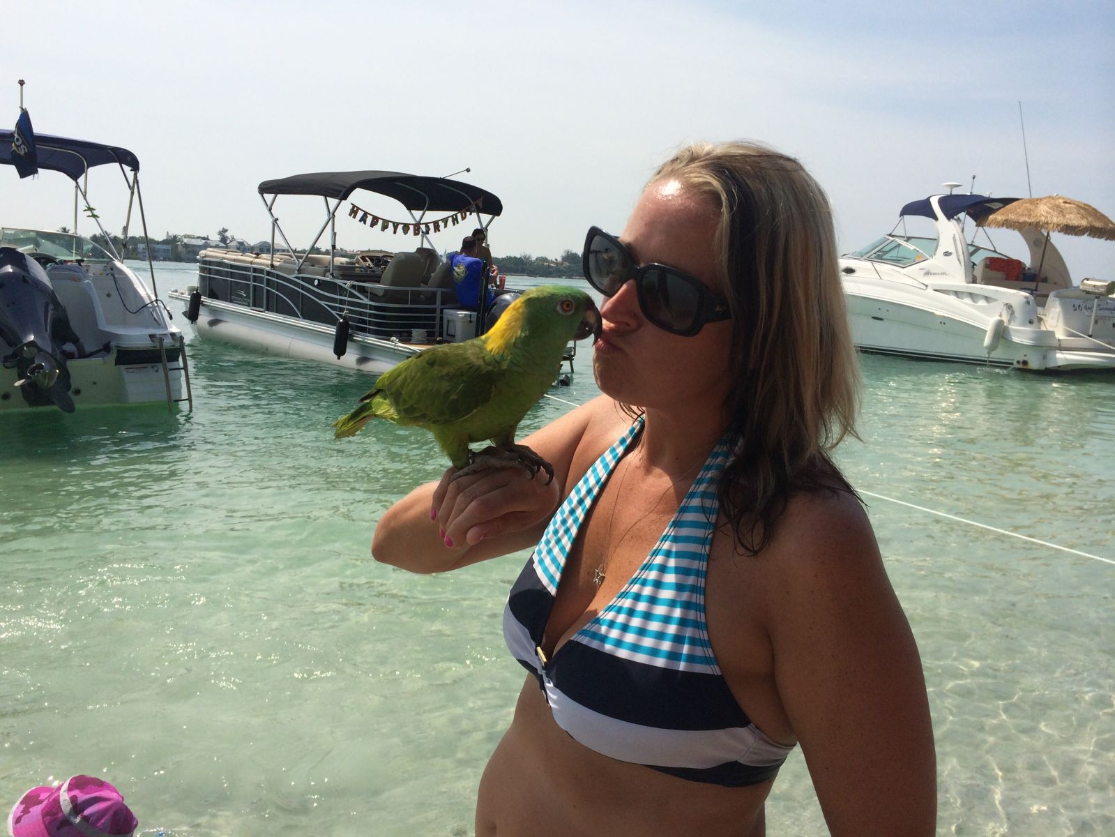 My wife, Ali, and Lucky.  This bird surfs!