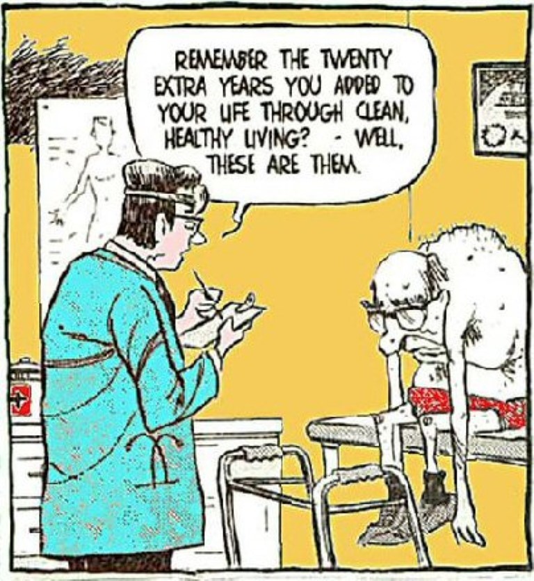 Old Age cartoon doctors pensioners