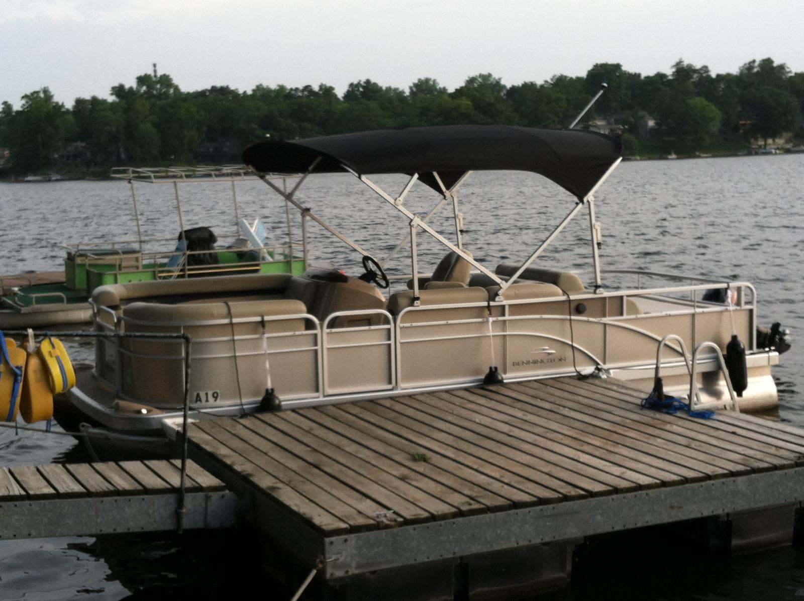 Port Side Black Bimini on Champagne boat